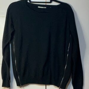 Tahari Black Sweater with 14” Zipper Accents